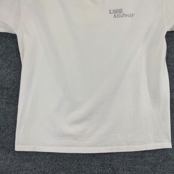 USS Midway T Shirt Size L White Double Sided Graphic Navy Short Sleeve - Picture 8 of 16